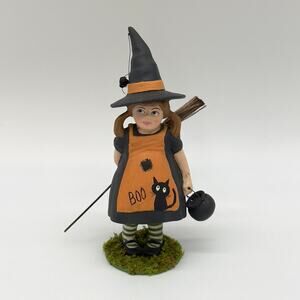 Bethany Lowe Winnie Girl Child In Witch Costume w/ Hat Cauldron Halloween NEW